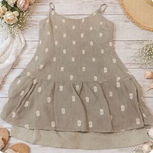 Blue Rain Sage Green Babydoll Top with White Accents